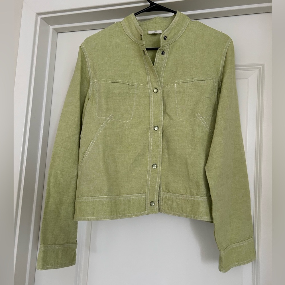 J. Jill snap button lightweight green jacket - medium